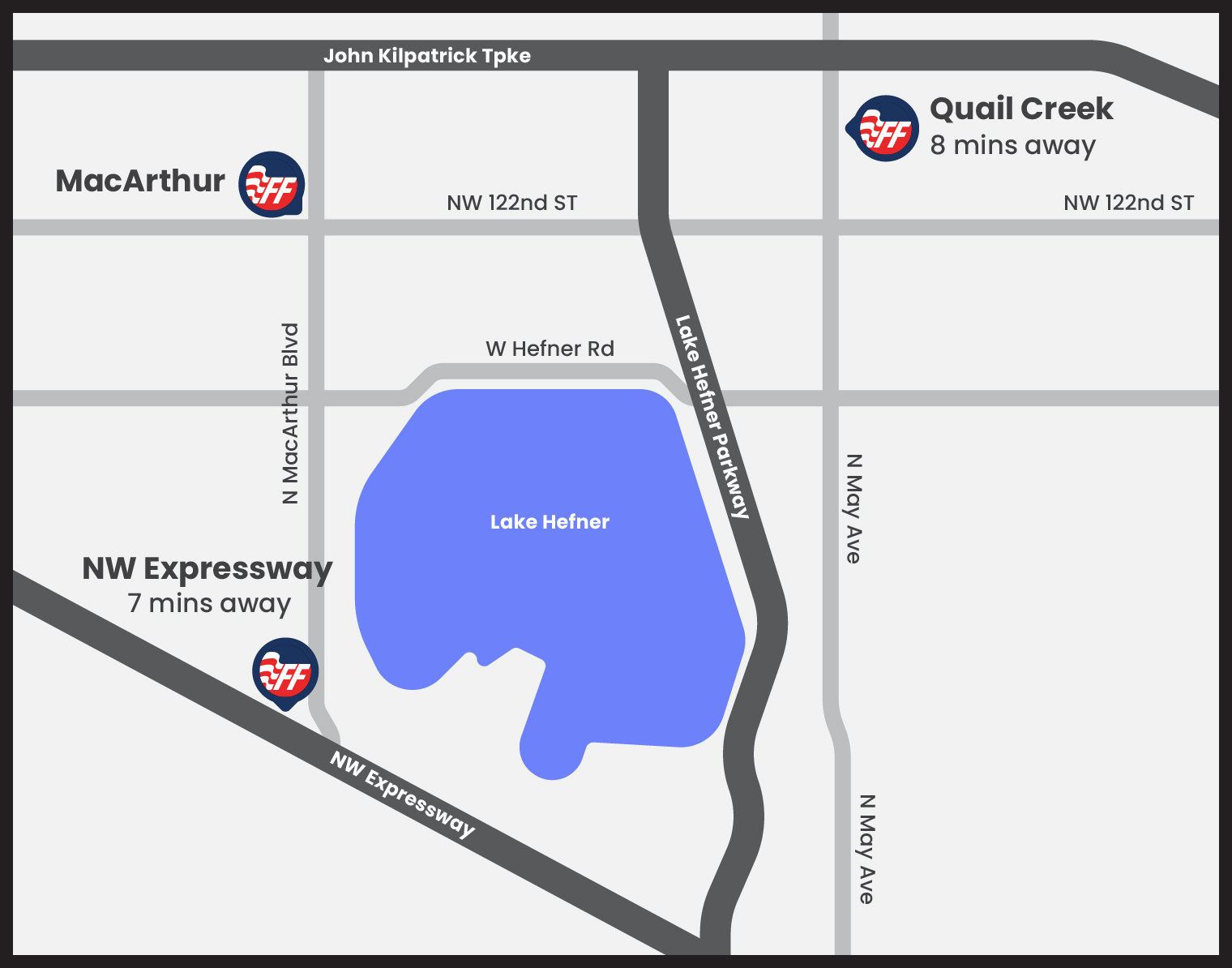 Map showing nearest branch to our closing MacArthur location